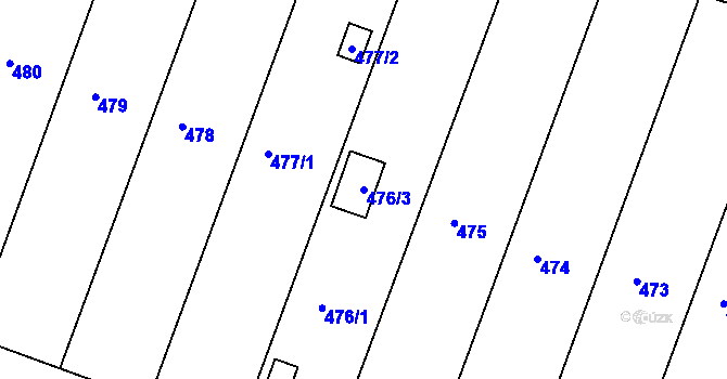 Parcela st. 476/3 v KÚ Modřice, Katastrální mapa