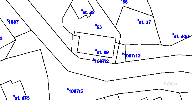 Parcela st. 99 v KÚ Modřišice, Katastrální mapa