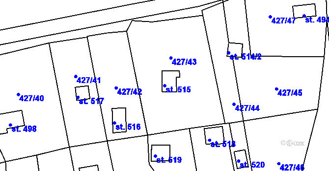 Parcela st. 515 v KÚ Modřišice, Katastrální mapa
