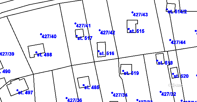 Parcela st. 516 v KÚ Modřišice, Katastrální mapa