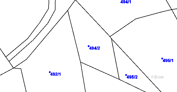 Parcela st. 494/2 v KÚ Modřišice, Katastrální mapa