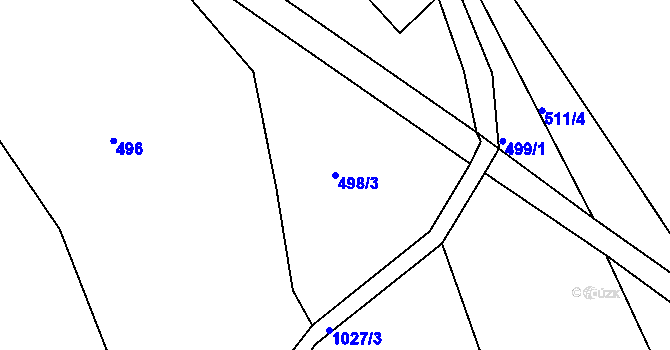 Parcela st. 498/3 v KÚ Modřišice, Katastrální mapa