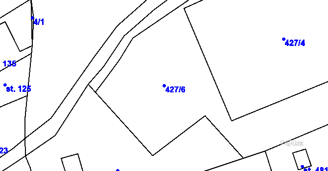 Parcela st. 427/6 v KÚ Modřišice, Katastrální mapa