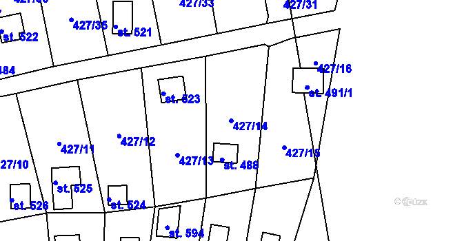 Parcela st. 427/14 v KÚ Modřišice, Katastrální mapa
