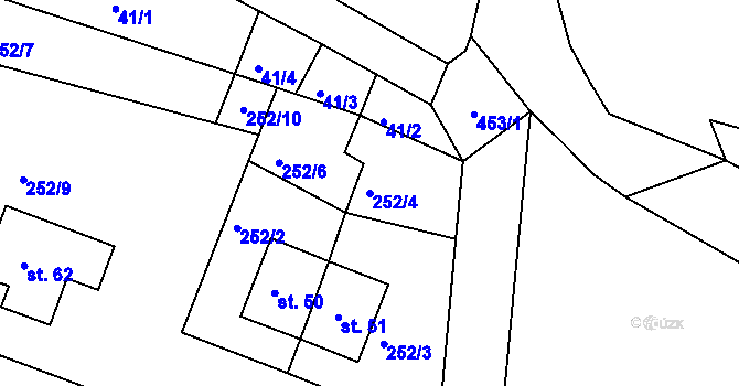 Parcela st. 252/4 v KÚ Modřovice, Katastrální mapa