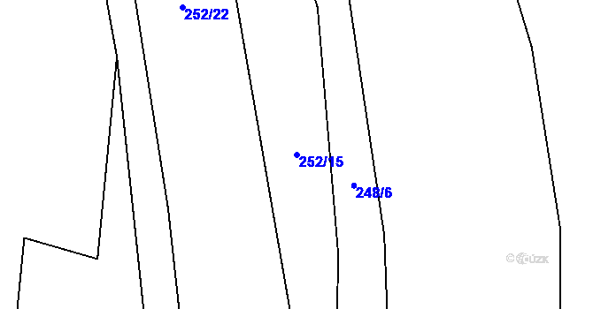 Parcela st. 252/15 v KÚ Modřovice, Katastrální mapa
