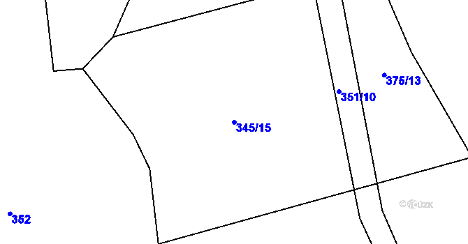 Parcela st. 345/15 v KÚ Modřovice, Katastrální mapa