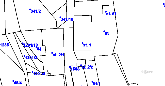 Parcela st. 1 v KÚ Čmelíny, Katastrální mapa