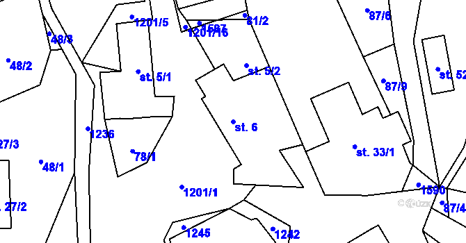 Parcela st. 6 v KÚ Čmelíny, Katastrální mapa