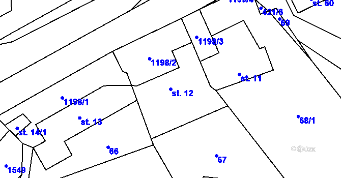 Parcela st. 12 v KÚ Čmelíny, Katastrální mapa