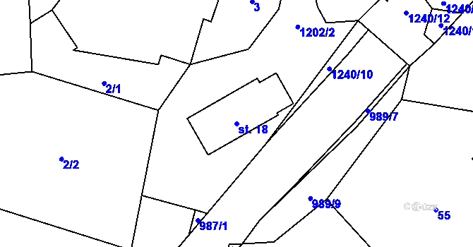 Parcela st. 18 v KÚ Čmelíny, Katastrální mapa