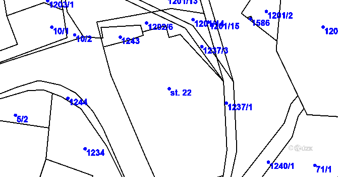 Parcela st. 22 v KÚ Čmelíny, Katastrální mapa