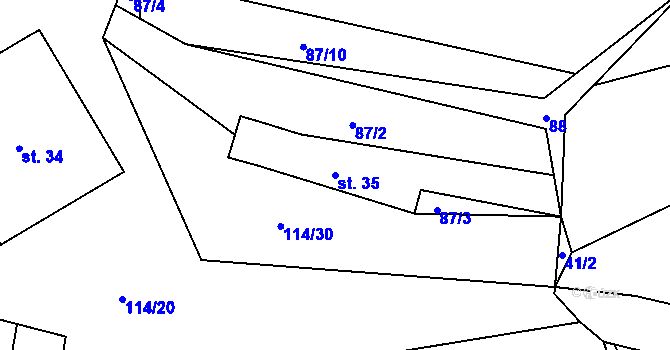 Parcela st. 35 v KÚ Čmelíny, Katastrální mapa