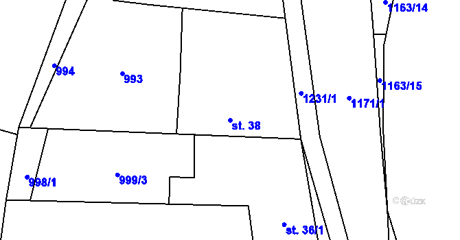 Parcela st. 38 v KÚ Čmelíny, Katastrální mapa
