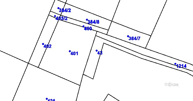 Parcela st. 43 v KÚ Čmelíny, Katastrální mapa