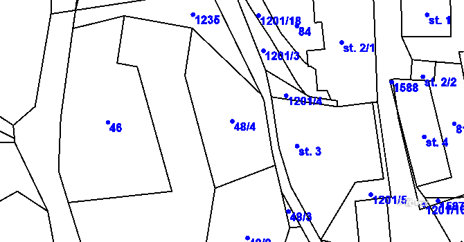 Parcela st. 48/4 v KÚ Čmelíny, Katastrální mapa