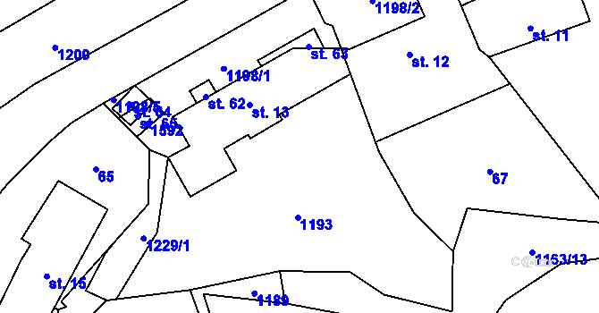 Parcela st. 66 v KÚ Čmelíny, Katastrální mapa