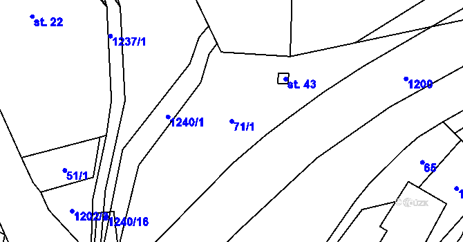 Parcela st. 71/1 v KÚ Čmelíny, Katastrální mapa
