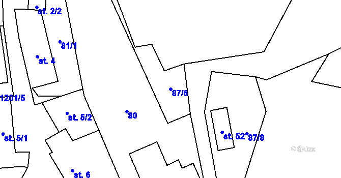 Parcela st. 87/6 v KÚ Čmelíny, Katastrální mapa