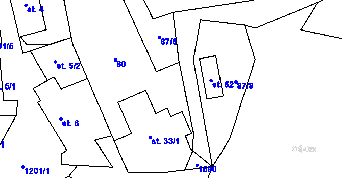 Parcela st. 87/9 v KÚ Čmelíny, Katastrální mapa