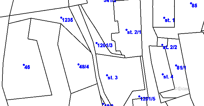 Parcela st. 1201/4 v KÚ Čmelíny, Katastrální mapa
