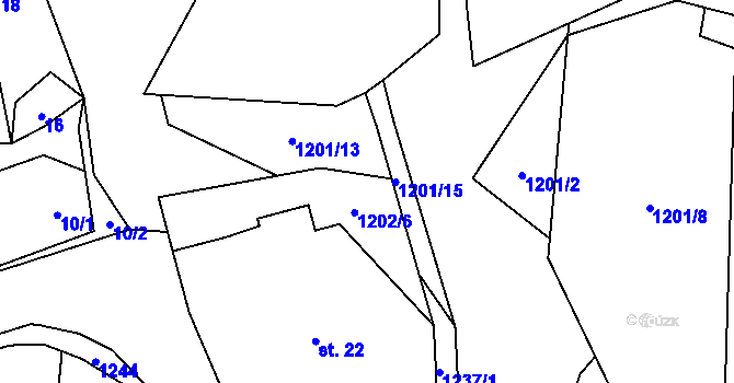Parcela st. 1201/14 v KÚ Čmelíny, Katastrální mapa