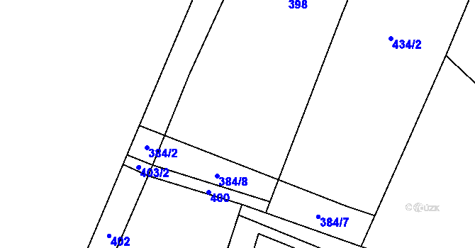 Parcela st. 384/4 v KÚ Čmelíny, Katastrální mapa