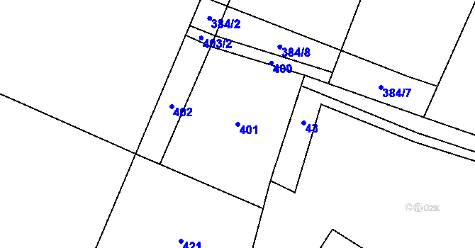 Parcela st. 401 v KÚ Čmelíny, Katastrální mapa
