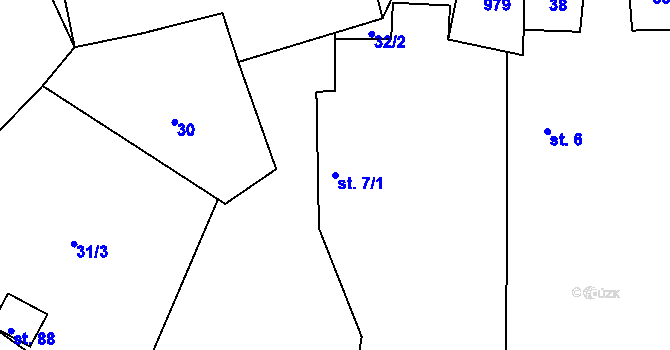 Parcela st. 7/1 v KÚ Mohelnice u Nepomuka, Katastrální mapa