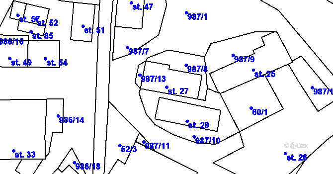 Parcela st. 27 v KÚ Mohelnice u Nepomuka, Katastrální mapa