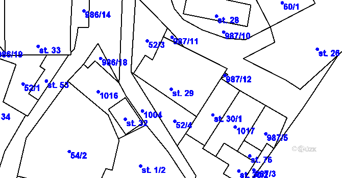 Parcela st. 29 v KÚ Mohelnice u Nepomuka, Katastrální mapa