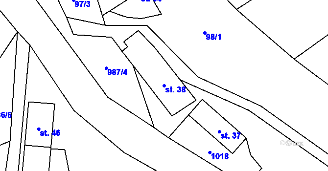 Parcela st. 38 v KÚ Mohelnice u Nepomuka, Katastrální mapa