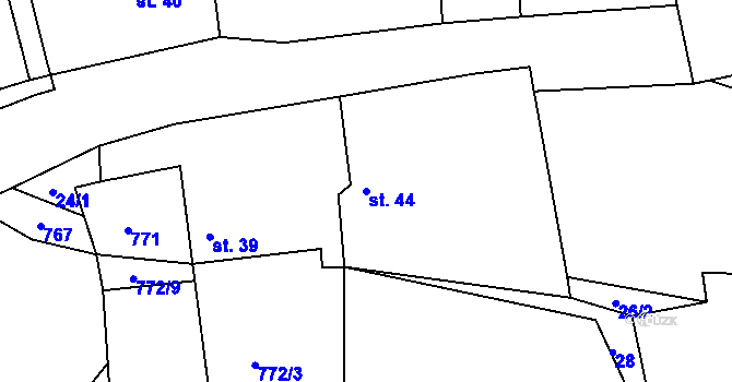 Parcela st. 44 v KÚ Mohelnice u Nepomuka, Katastrální mapa