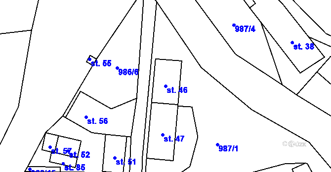 Parcela st. 46 v KÚ Mohelnice u Nepomuka, Katastrální mapa