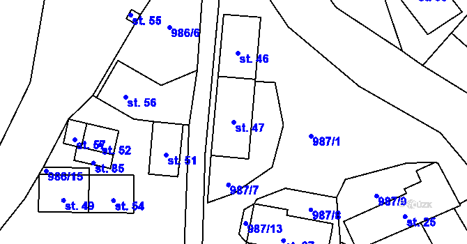 Parcela st. 47 v KÚ Mohelnice u Nepomuka, Katastrální mapa