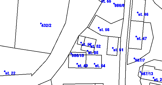 Parcela st. 57 v KÚ Mohelnice u Nepomuka, Katastrální mapa
