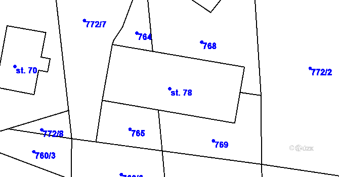 Parcela st. 78 v KÚ Mohelnice u Nepomuka, Katastrální mapa