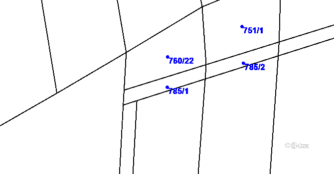 Parcela st. 785/1 v KÚ Mohelnice u Nepomuka, Katastrální mapa