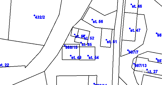 Parcela st. 85 v KÚ Mohelnice u Nepomuka, Katastrální mapa