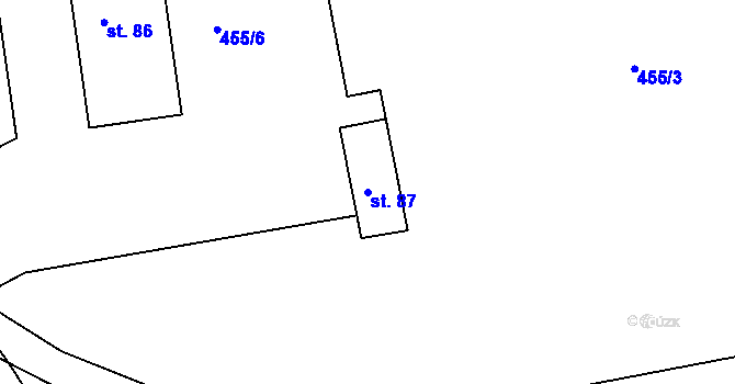 Parcela st. 87 v KÚ Mohelnice u Nepomuka, Katastrální mapa