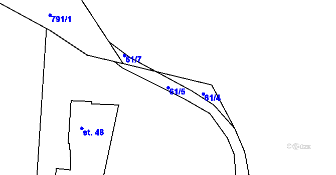 Parcela st. 61/5 v KÚ Mohelnice u Nepomuka, Katastrální mapa