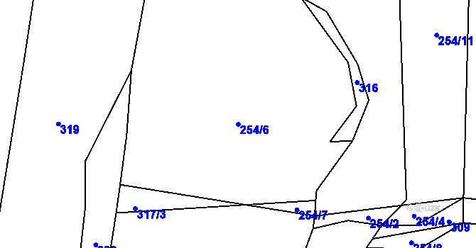 Parcela st. 254/6 v KÚ Mohelnice u Nepomuka, Katastrální mapa