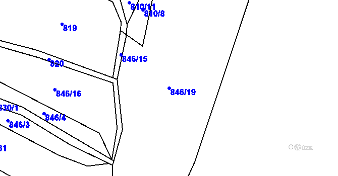 Parcela st. 846/19 v KÚ Mohelnice u Nepomuka, Katastrální mapa