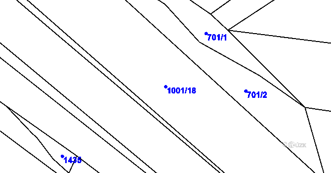 Parcela st. 1001/18 v KÚ Mohelnice u Nepomuka, Katastrální mapa