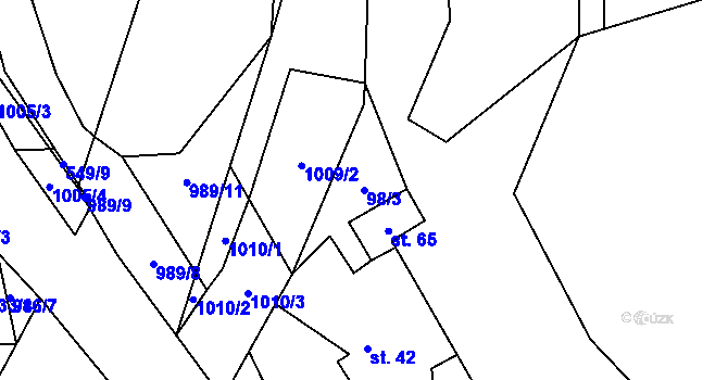 Parcela st. 98/3 v KÚ Mohelnice u Nepomuka, Katastrální mapa