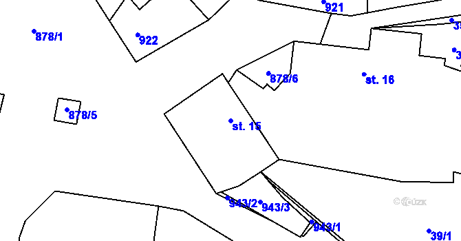 Parcela st. 15 v KÚ Třebčice, Katastrální mapa