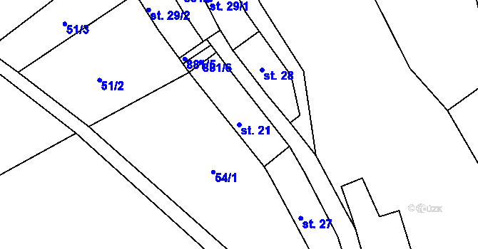 Parcela st. 21 v KÚ Třebčice, Katastrální mapa