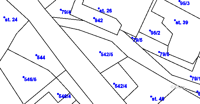 Parcela st. 542/5 v KÚ Třebčice, Katastrální mapa
