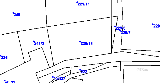 Parcela st. 229/14 v KÚ Třebčice, Katastrální mapa