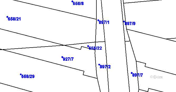 Parcela st. 658/22 v KÚ Třebčice, Katastrální mapa
